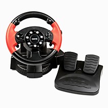 Игровой руль Dialog GW-225VR E-Racer - эф.вибрации, 2 педали+рычаг, PC USB/PS4&3/XB1&360/Android/Switch